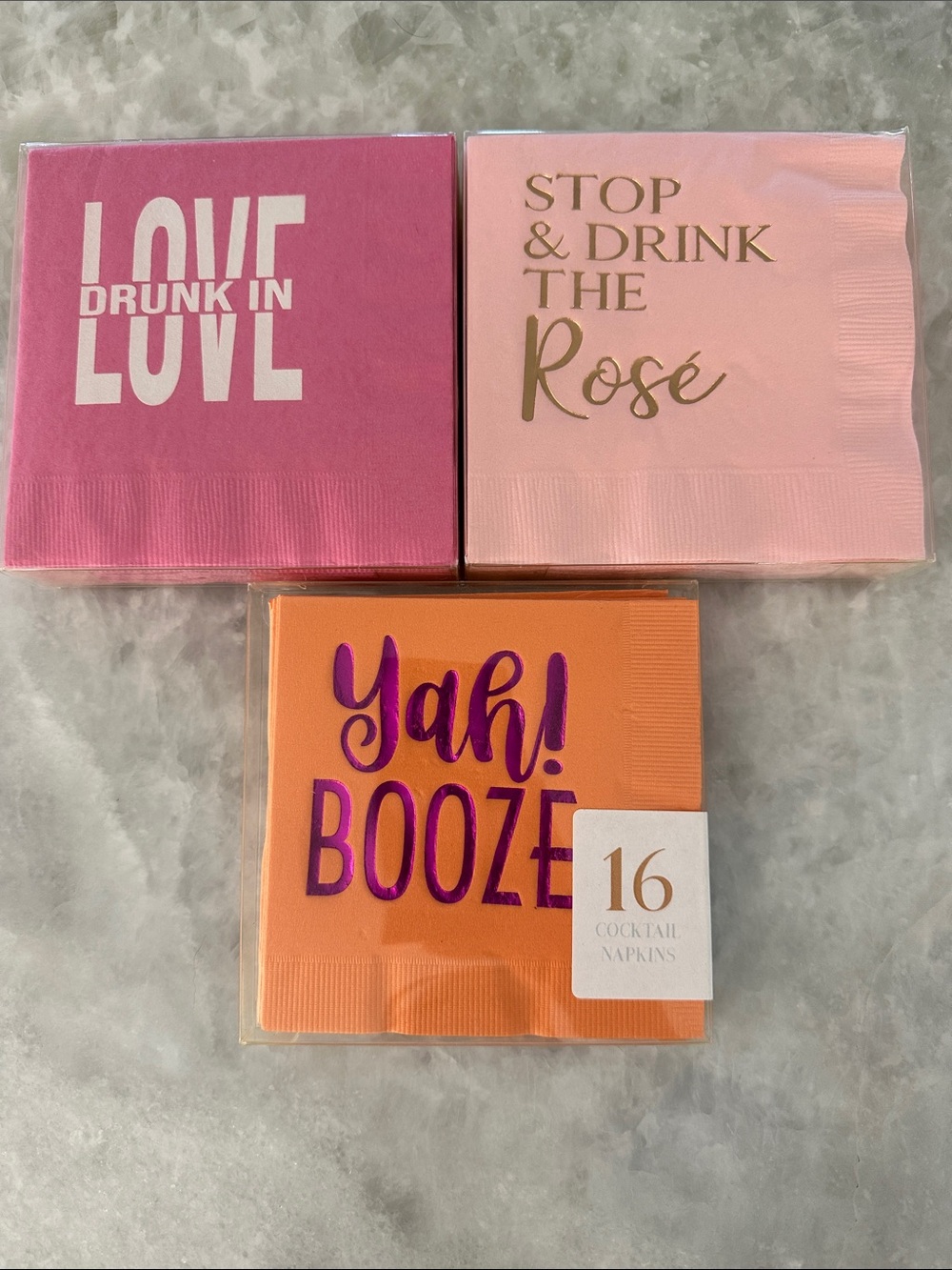 Cocktail Napkins Pink and Orange 3 packs of 16 each NEW